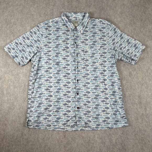 L.L. Bean Other - Vintage 90s LL Bean Hawiian Button Up Shirt‎  Men's Large Traditional Fit Blue